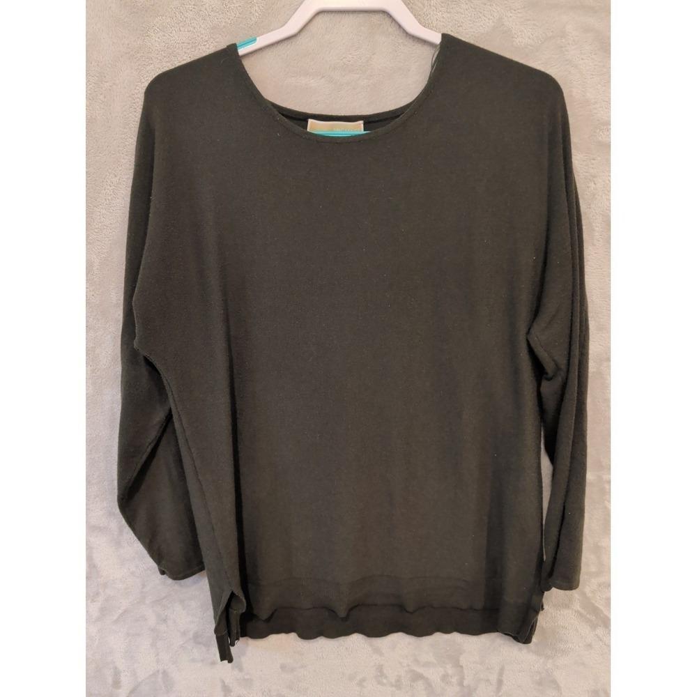 Michael Kors Black Knit Sweater Womens L 3/4 Sleeve Lightweight Top